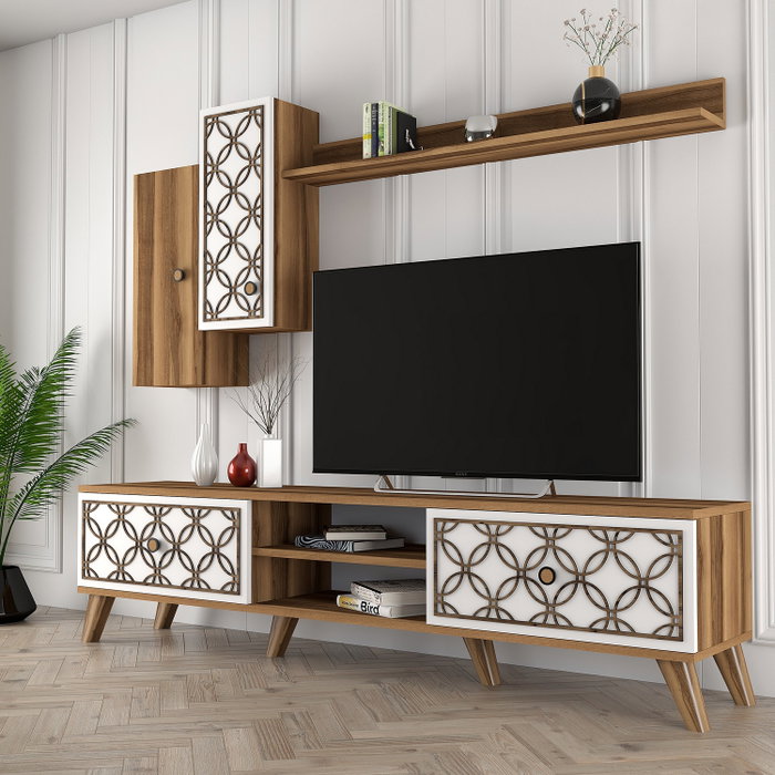Hanah Home Unidad de TV Class S - Nogal y Blanco